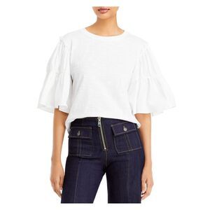 5 A 7 Womens White Crew Neck T-Shirt XS